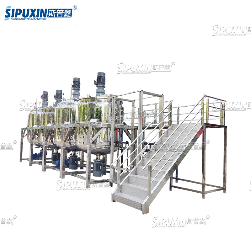 SPX Big Capacidad 3000 L Combinación Combinación Tanque de mezcla con Bomba emulsionadora de emulsionante homogeneización al vacío para hacer gel de ducha de champú