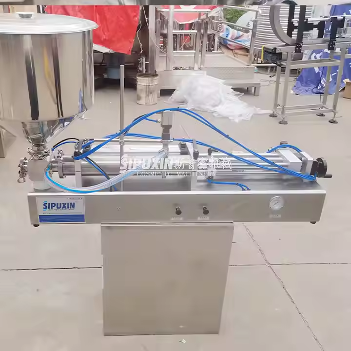 Máquina de llenado semiautomático Dos boquillas relleno de pasta horizontal (con tolva)