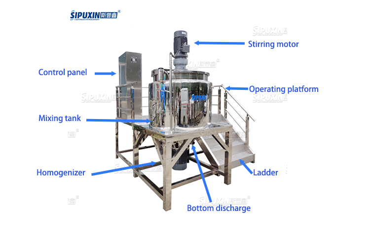 Tanque de mezcla de jabón de calentamiento eléctrico de 500L SUS 304/316L Shampoo Macher Machine