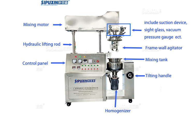 10L Levante hidráulico Vacú homogenente Mezcladora cosmética Pequeña capacidad Homogenzadora para crema
