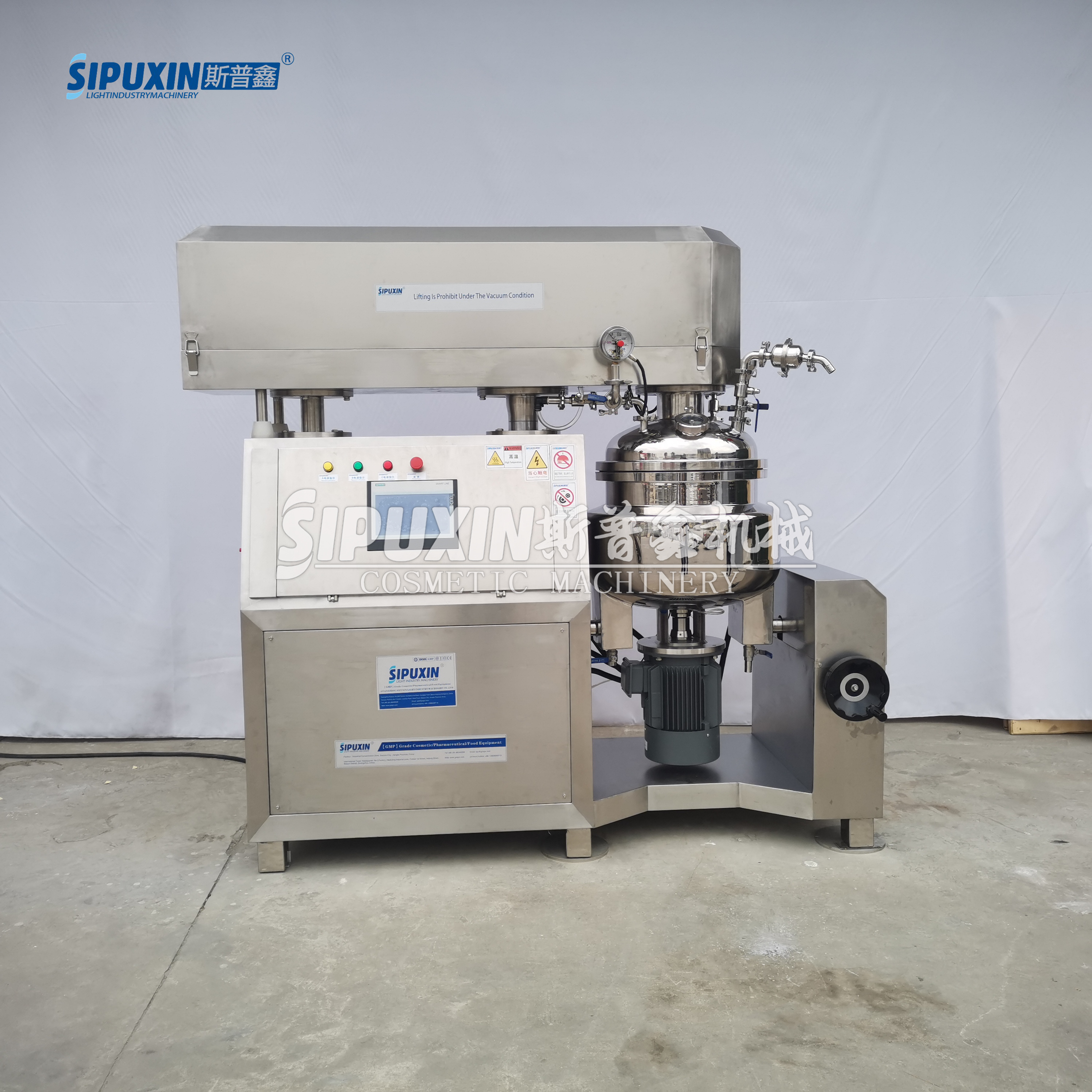 Sipuxin 50L PLC opera un panel de vacío Homogeneización emulsionante